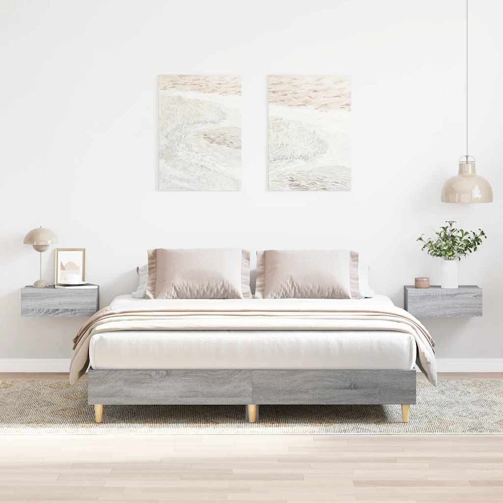 Sängynrunko ilman patjaa harmaa Sonoma 140x200 cm tekninen puu