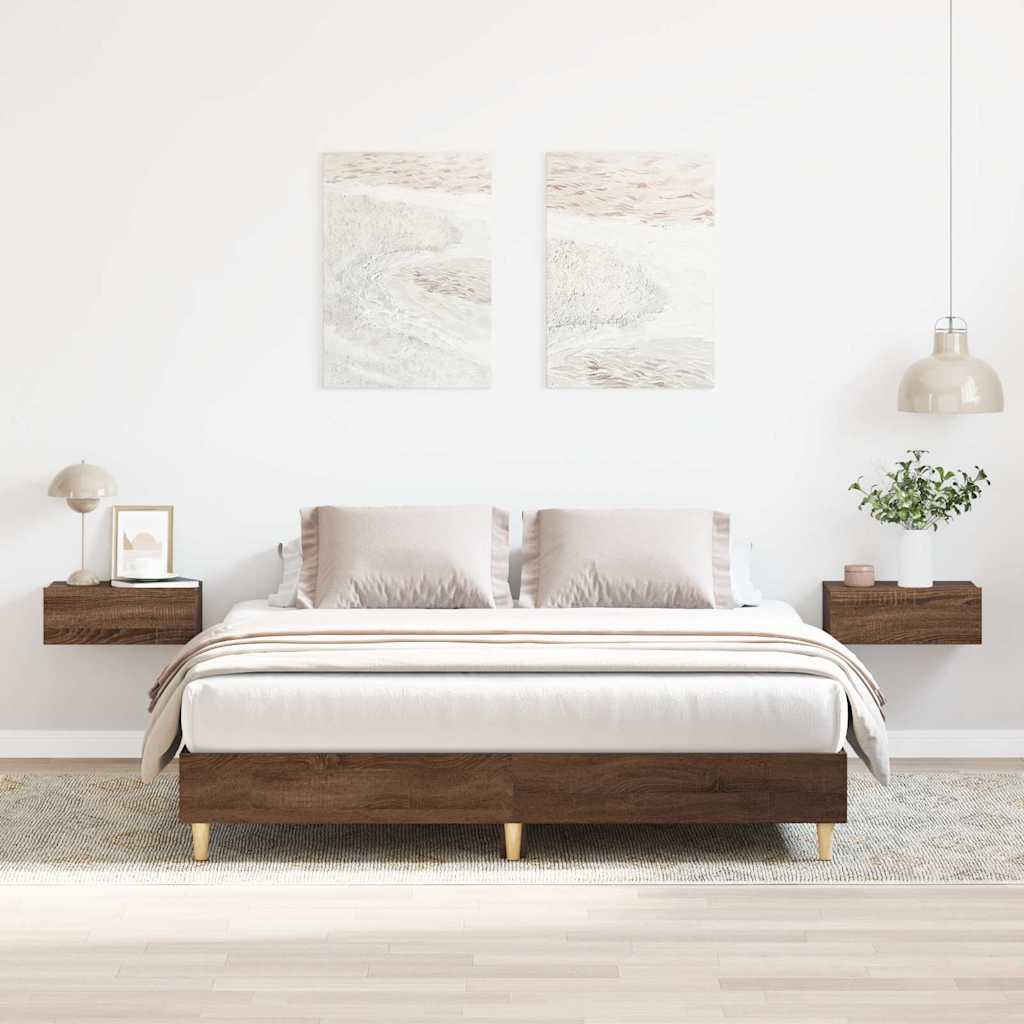Sängynrunko ilman patjaa ruskea tammi 140x200 cm tekninen puu