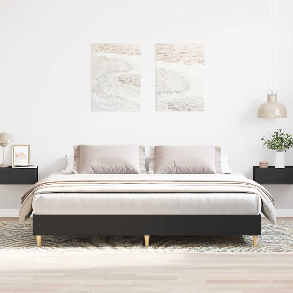 Sängynrunko ilman patjaa musta 180x200 cm tekninen puu