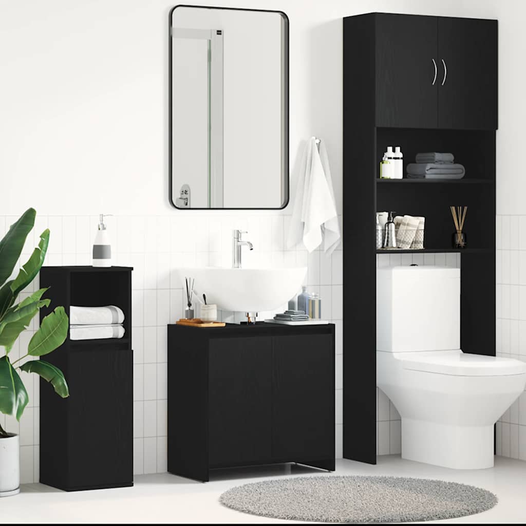 Kylpyhuonekaappi Musta tammi 60x33x60 cm Engineered Wood
