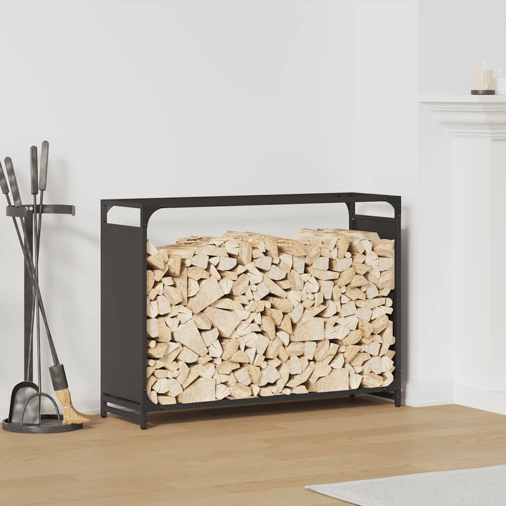 Polttopuuteline musta 90x28x65 cm kylmävalssattu teräs