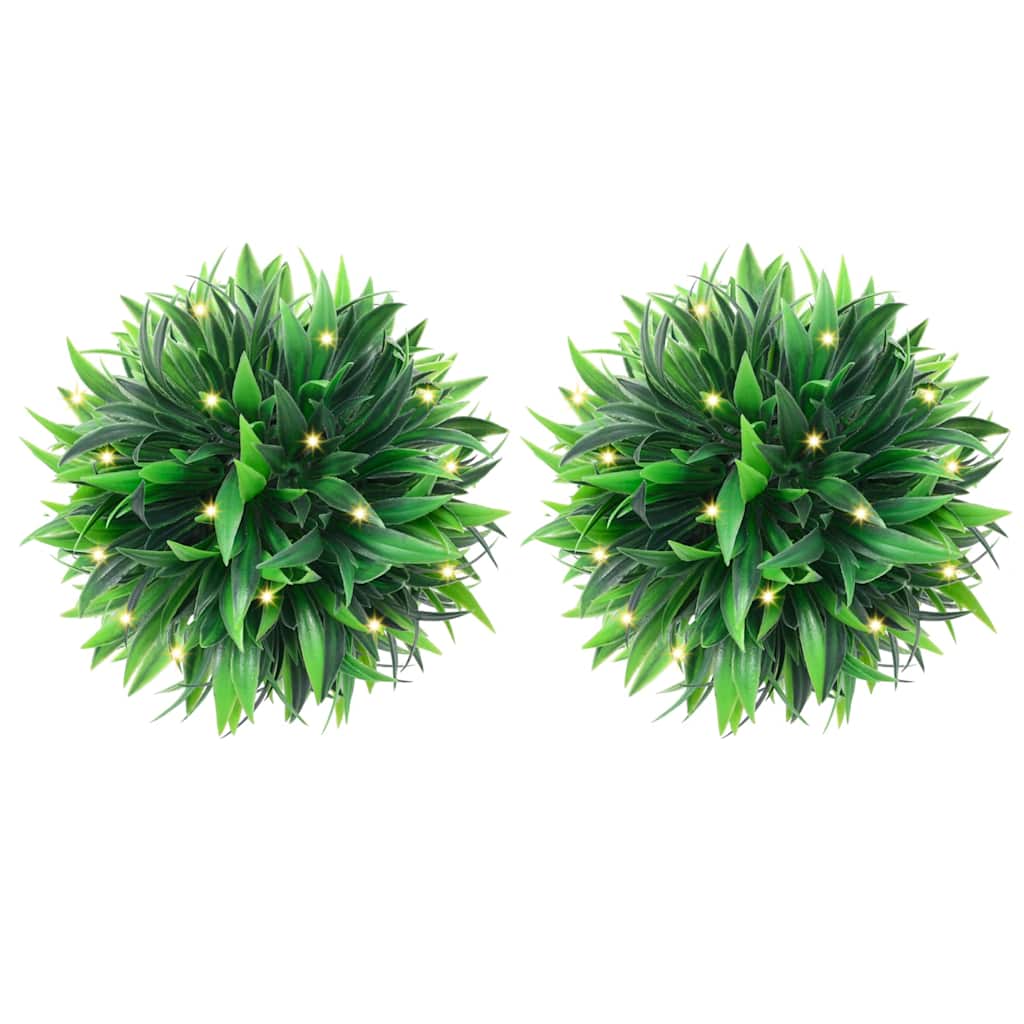 Keinotekoiset puksipuupallot LED-valoilla 4 kpl Vihreä 15 cm