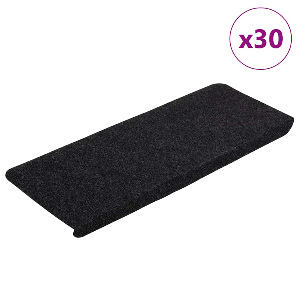 Porrasmatot Itsekiinnittyvät 30 kpl Musta 65x24,5x3,5 cm