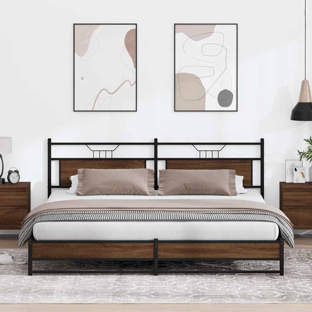 Metallinen sängynrunko ruskea tammi 193x203 cm