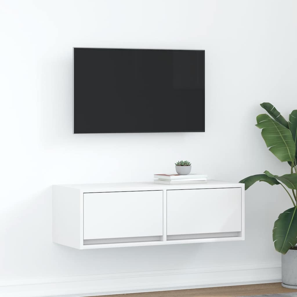 TV-taso valkoinen 80x31x25,5 cm tekninen puu