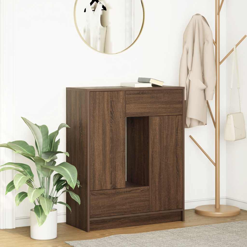 Senkki laatikoilla ja ovilla ruskea tammi 73x31x90 cm