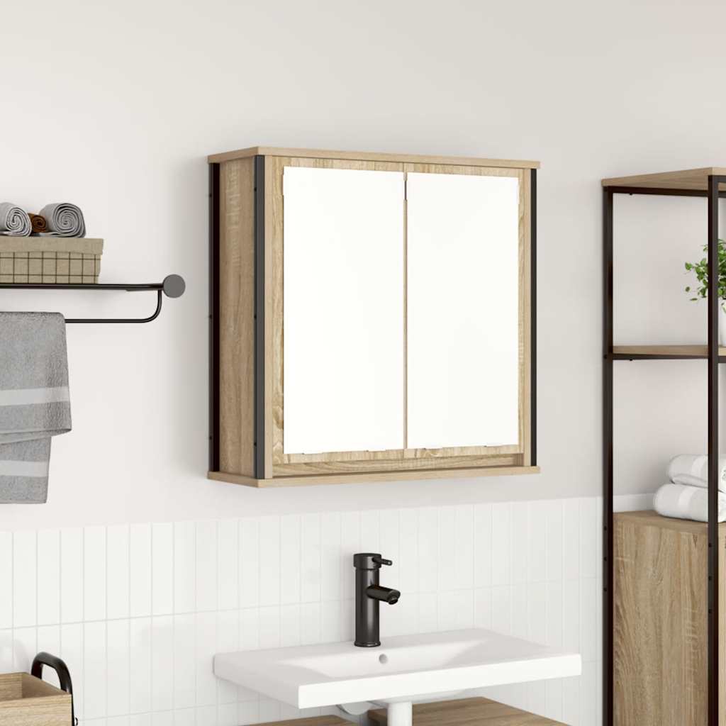 kylpyhuoneen seinäkaappi peilillä sonoma tammi 60x21x60 cm