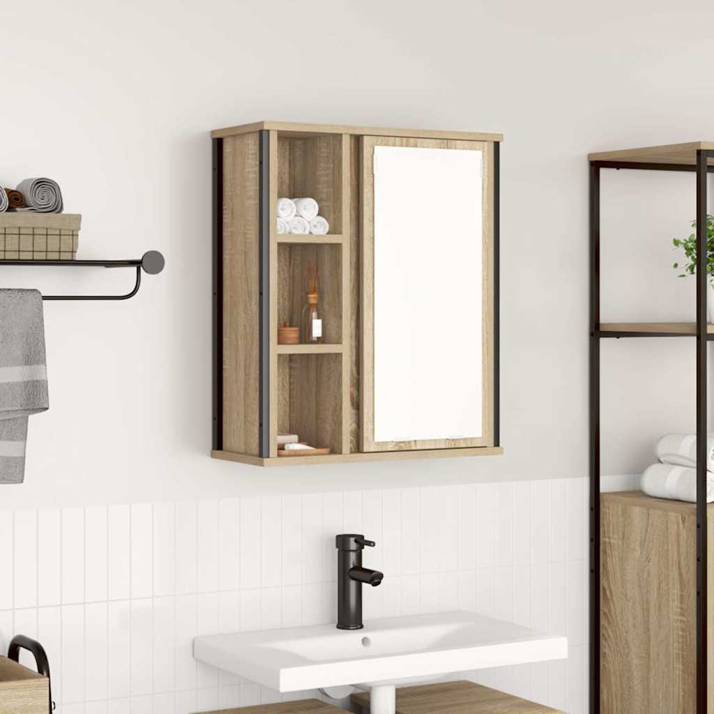 kylpyhuoneen seinäkaappi peilillä sonoma tammi 50x21x60 cm