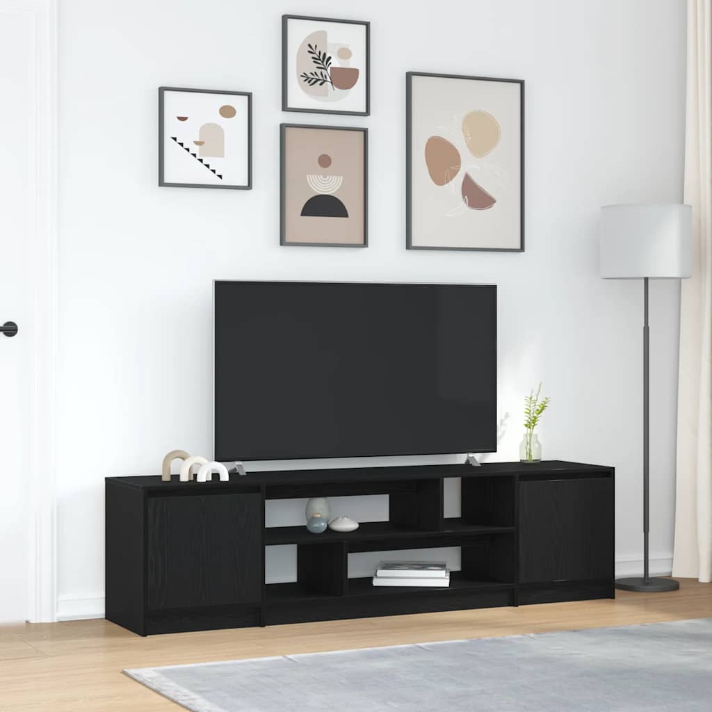 TV-kaappi musta tammi 188,5x41x50 cm Engineered Wood