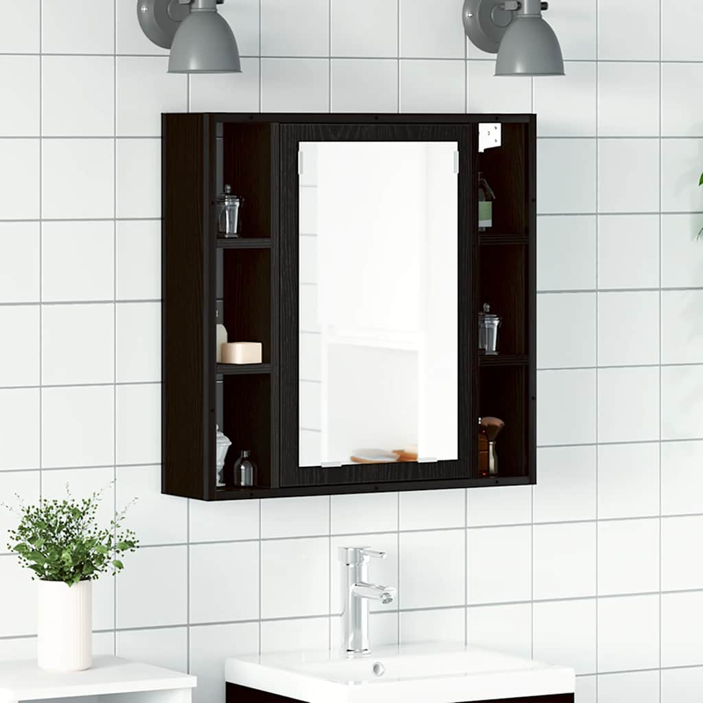 Kylpyhuoneen peilikaappi musta tammi 60x16x60 cm tekninen puu
