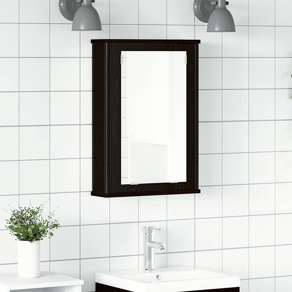 Kylpyhuoneen peilikaappi musta tammi 42x12x60 cm tekninen puu