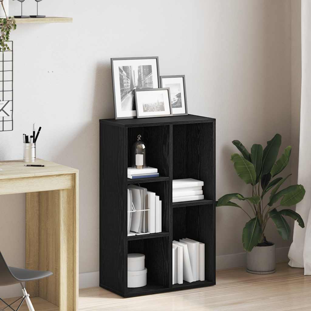 Kirjahylly Musta tammi 50x25x80 cm Engineered Wood