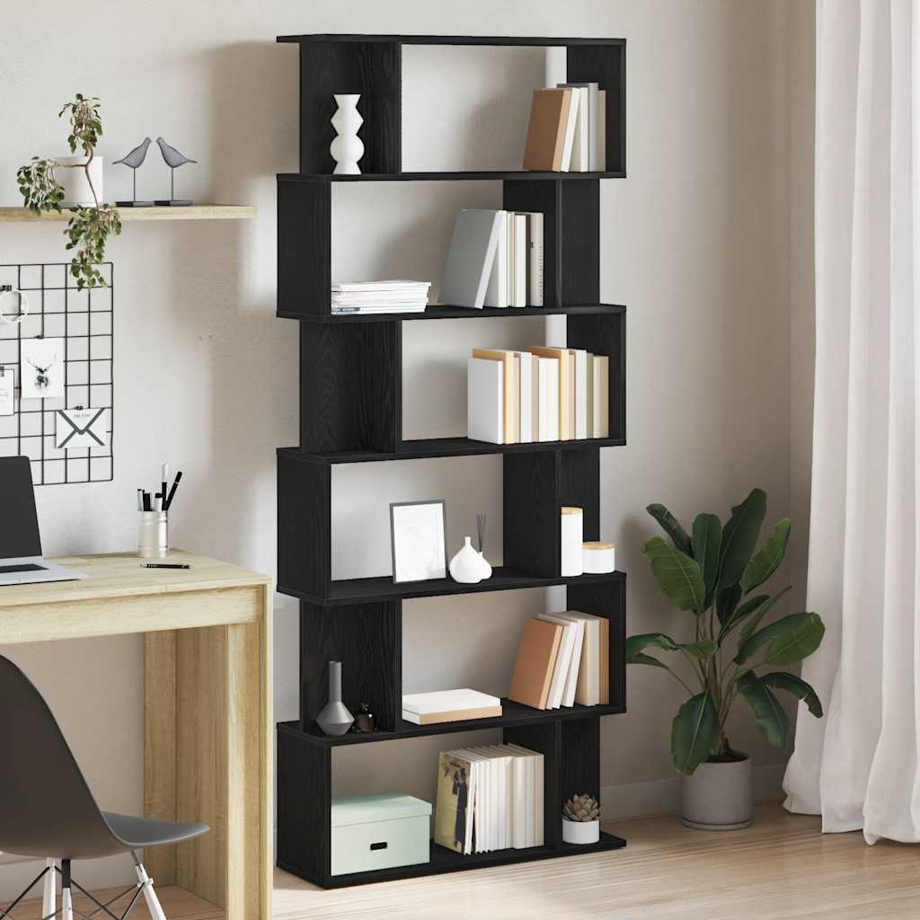 Kirjahylly Musta tammi 80x24x190,5 cm Engineered Wood