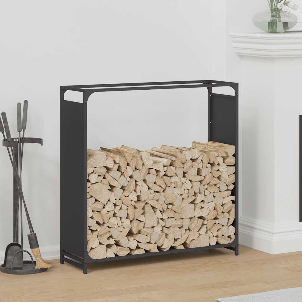 Polttopuuteline Musta 90x28x90 cm Kylmävalssattua terästä