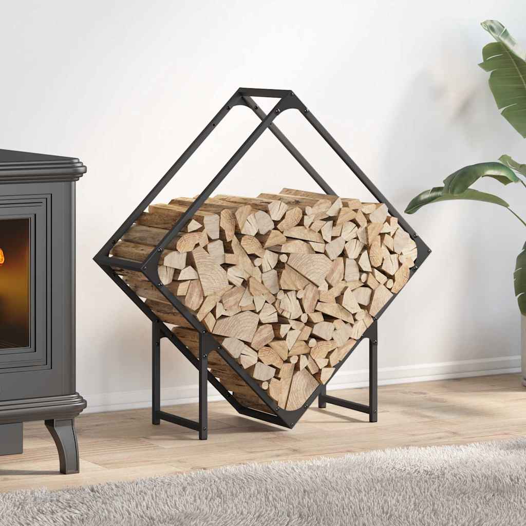Polttopuuteline musta 80x25x80 cm kylmävalssattua terästä