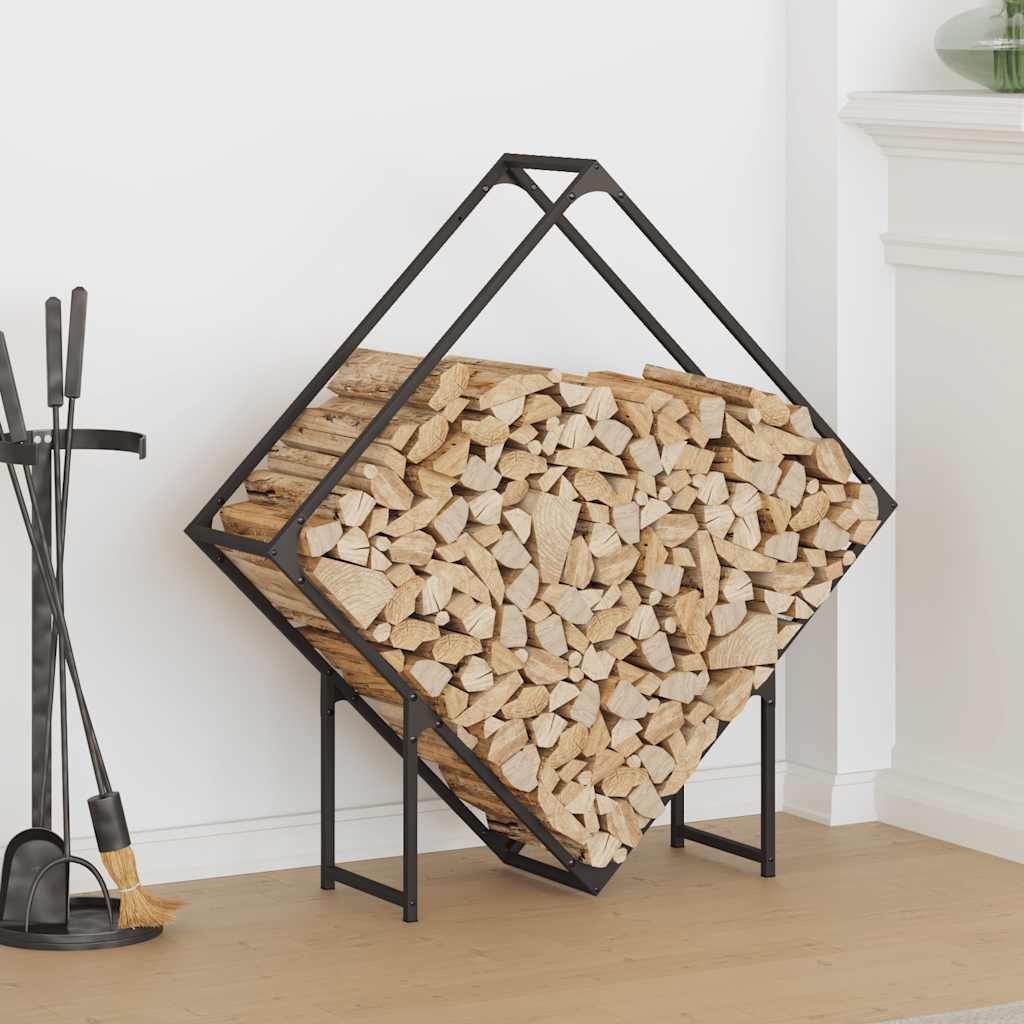 Polttopuuteline Musta 100x25x100 cm Kylmävalssattua terästä