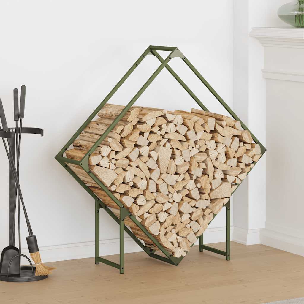 Polttopuut oliivinvihreä 100x25x100 cm Kylmävalssattu teräs
