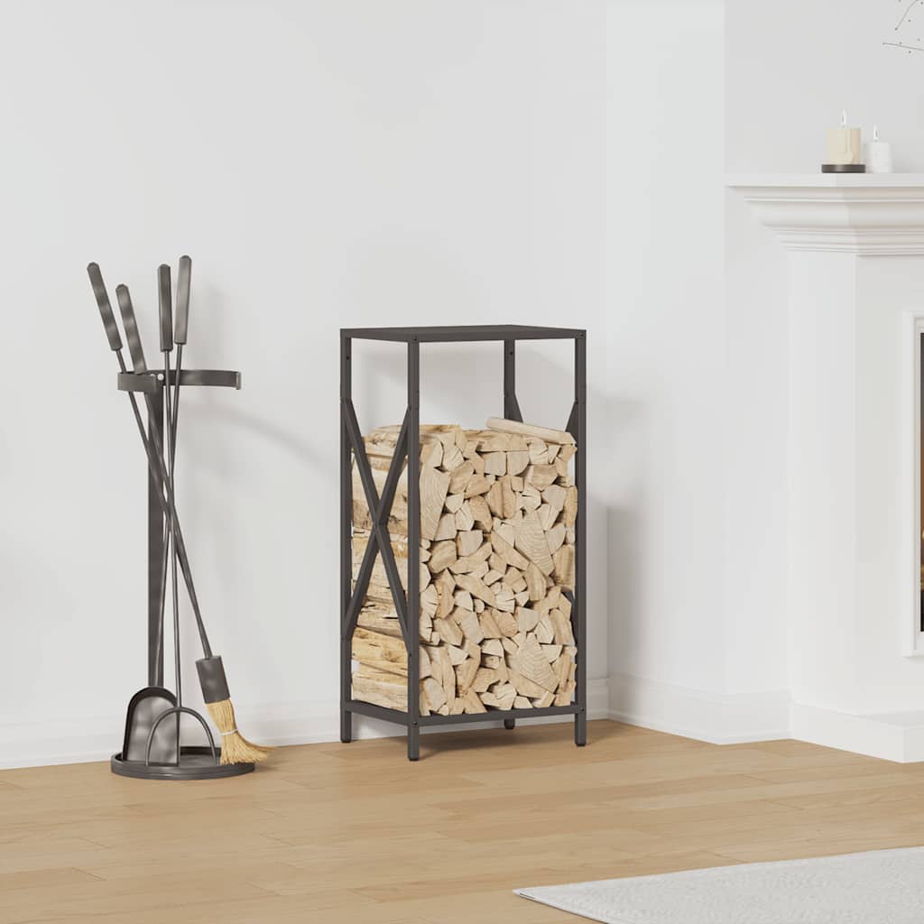 Polttopuuteline Musta 34x25x70 cm Kylmävalssattua terästä