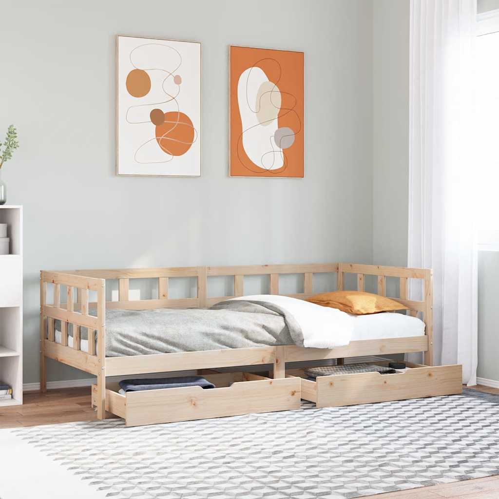 Vuodesohva laatikoilla 90x190 cm täysi mänty