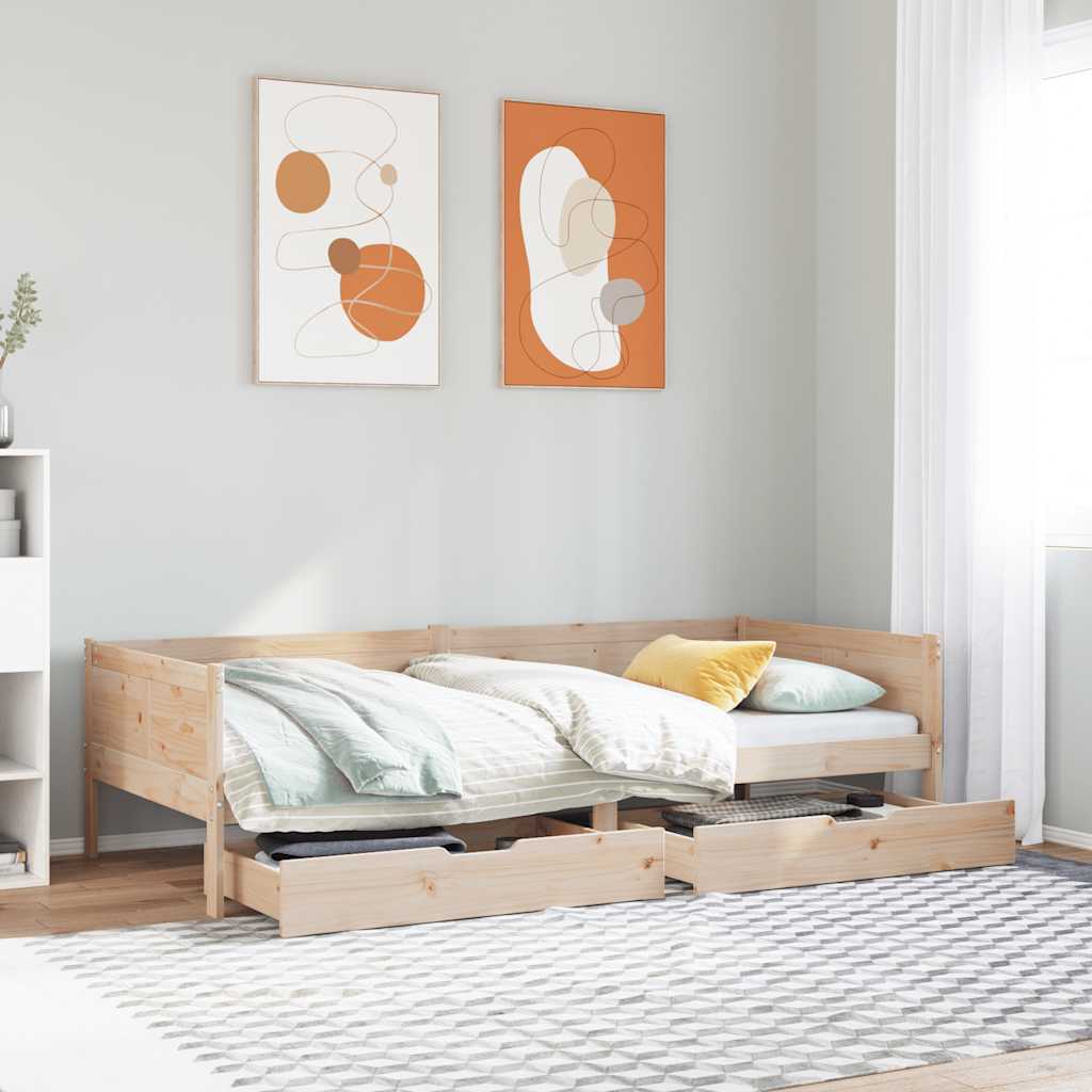 Vuodesohva laatikoilla 80x200 cm täysi mänty