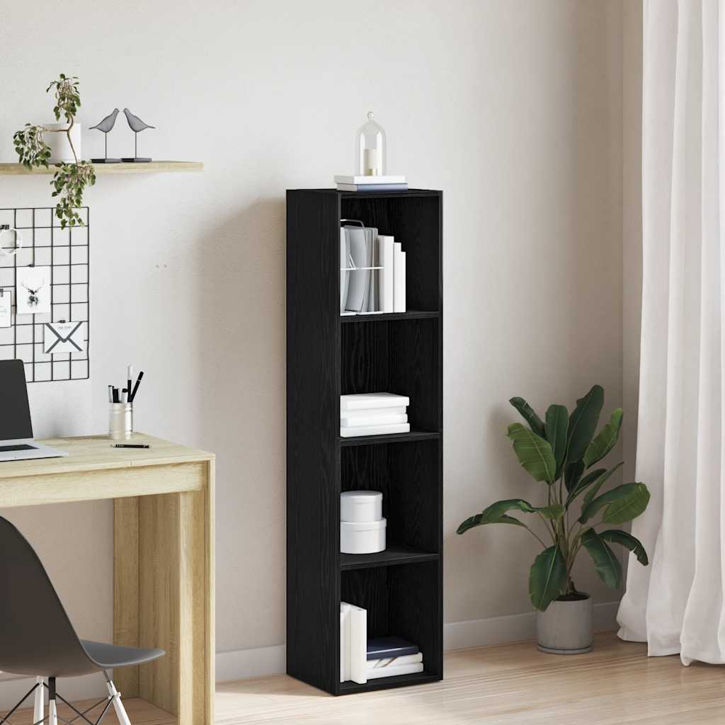 Kirjahylly Musta tammi 36x30x143 cm Engineered Wood