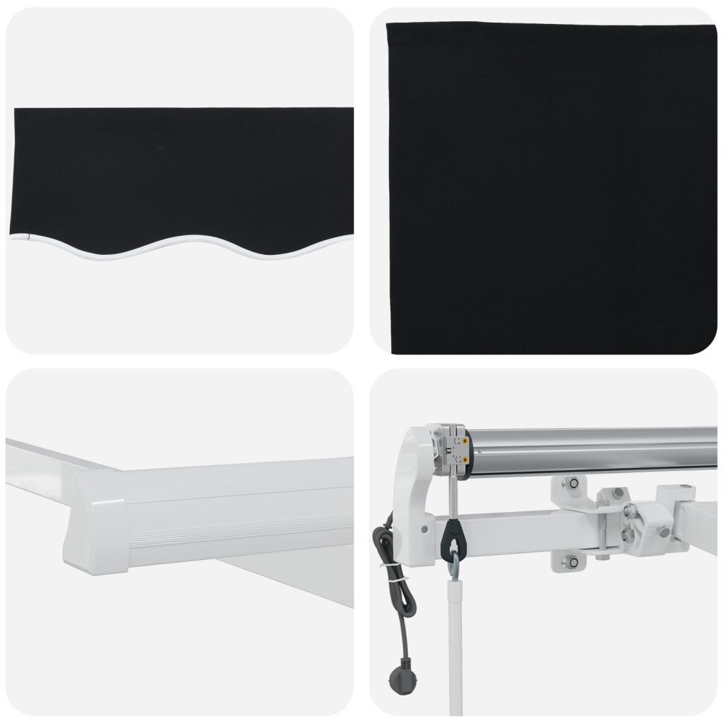 Automaattinen Sisäänvedettävä Markiis Musta 300x250 cm, Markiisin Vaihtokangas 3x2.5 m Musta - Image 8