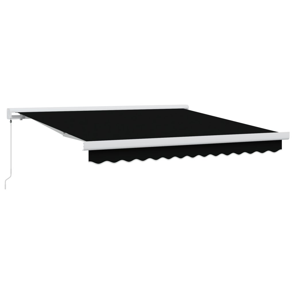 Manuaalinen Sisäänvedettävä Markiisi Musta 300x250 cm, Markiisin Korvaava Kangas 3x2.5 m Runkolla Musta - Image 2