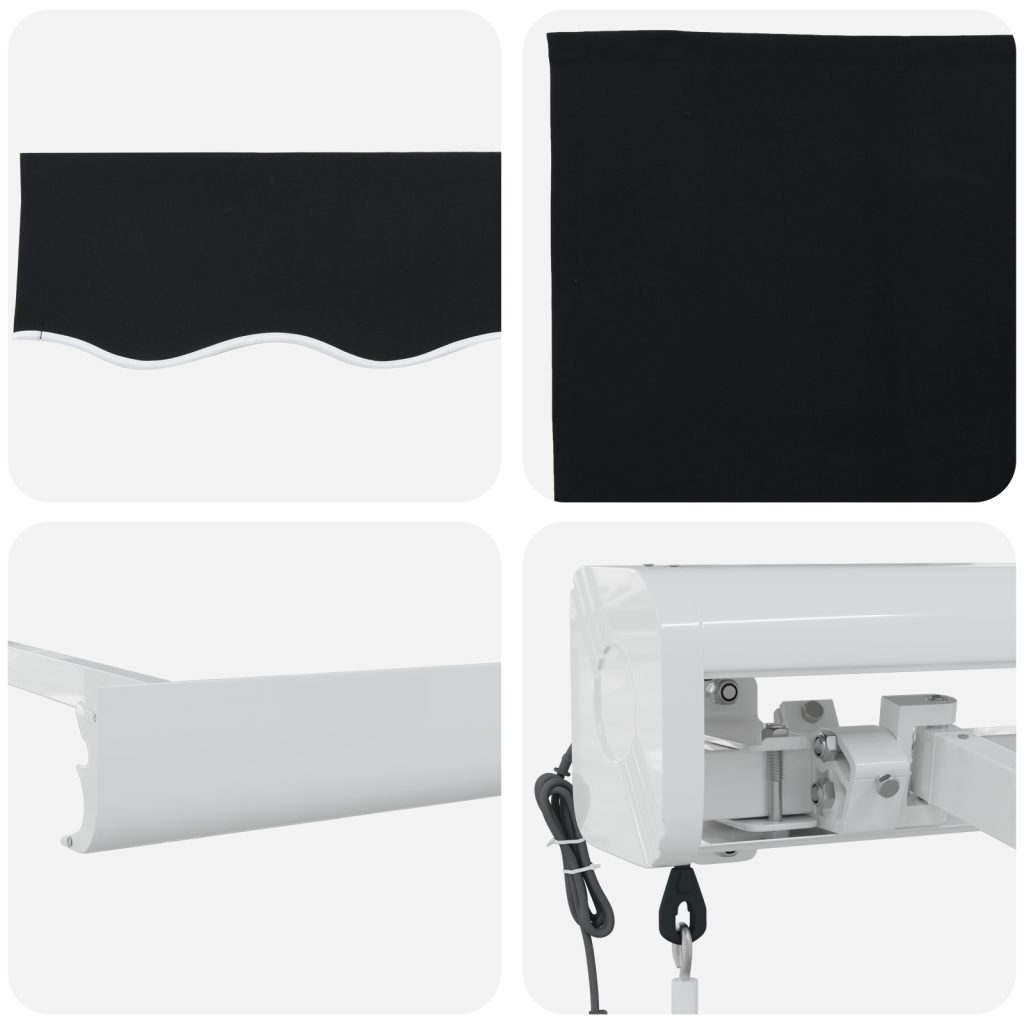 Musta 300x250 cm automaattinen sisäänvedettävä markiisi, markiisin vaihtoöljy 3x2.5 m runkoon musta - Image 8