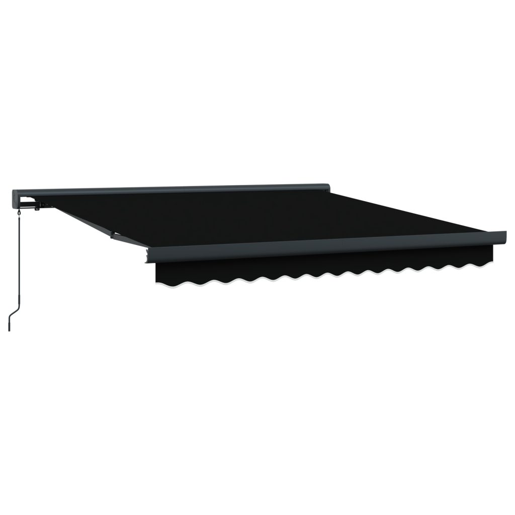 Manuaalinen Sisäänvedettävä Markiisi Musta 300x250 cm, Markiisin Vaihtokangas 3x2.5 m Runkoa Varten Musta - Image 2