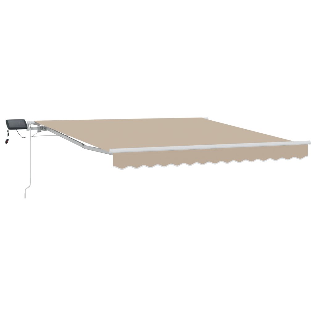 Manuaalinen Sisäänvedettävä Markiisi LED valolla Beige 300x250 cm, Markiisi Vaihtokangas 3x2.5 m Kehykselle Beige - Image 2