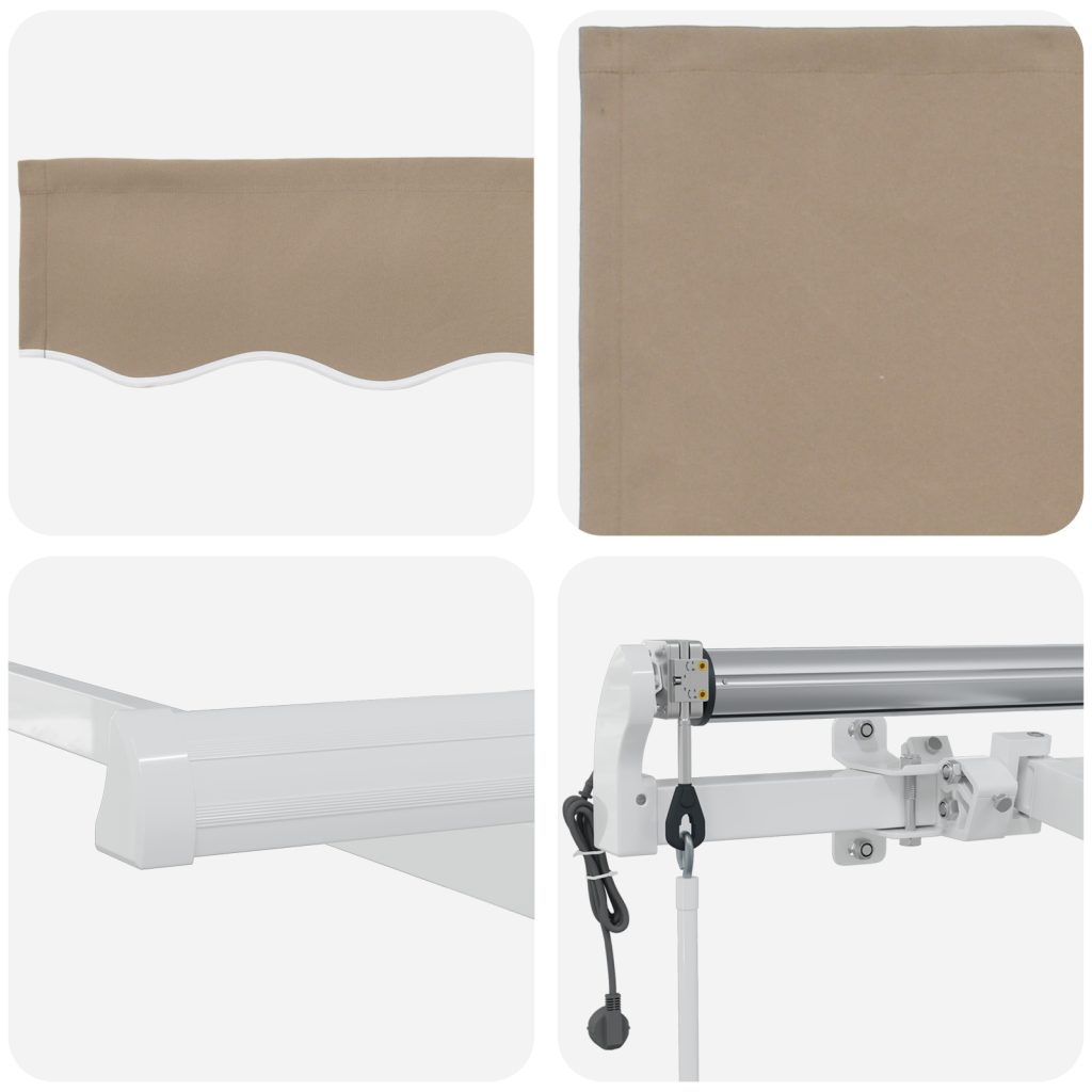 Automaattinen sisäänvedettävä markiisi beige 300x250 cm, Markiisin vaihtoakku 3x2,5 m kehykseen beige - Image 8