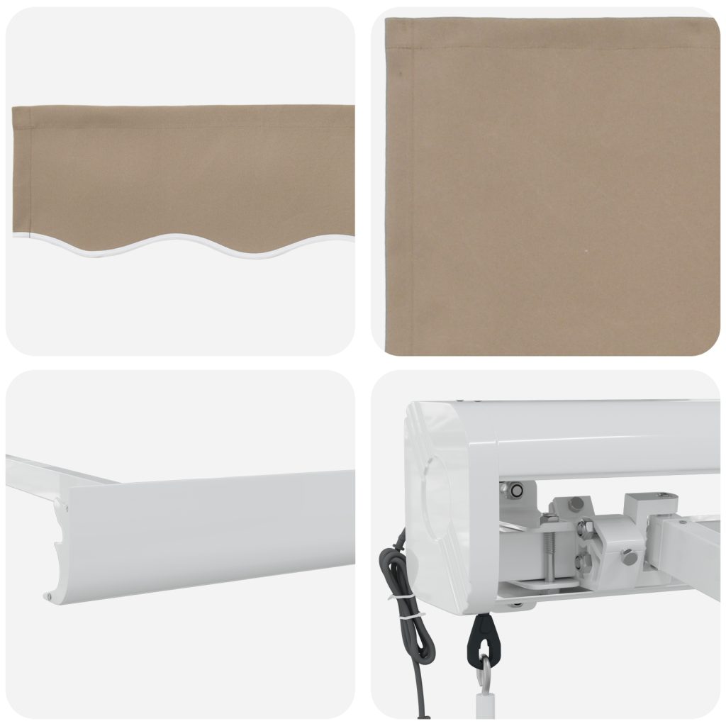 Automaattinen sisäänvedettävä markiisi beige 300x250 cm, Markiisin vaihto-osa 3x2.5 m kehikolle beige - Image 8