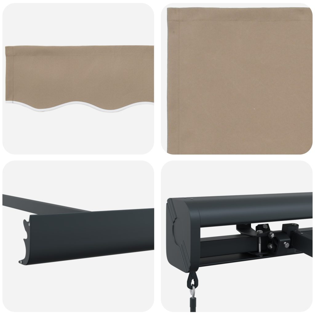 Manuaalinen sisäänvedettävä markiisi beige 300x250 cm, Markiisin vaihto kankaalle 3x2.5 m kehykseen beige - Image 8