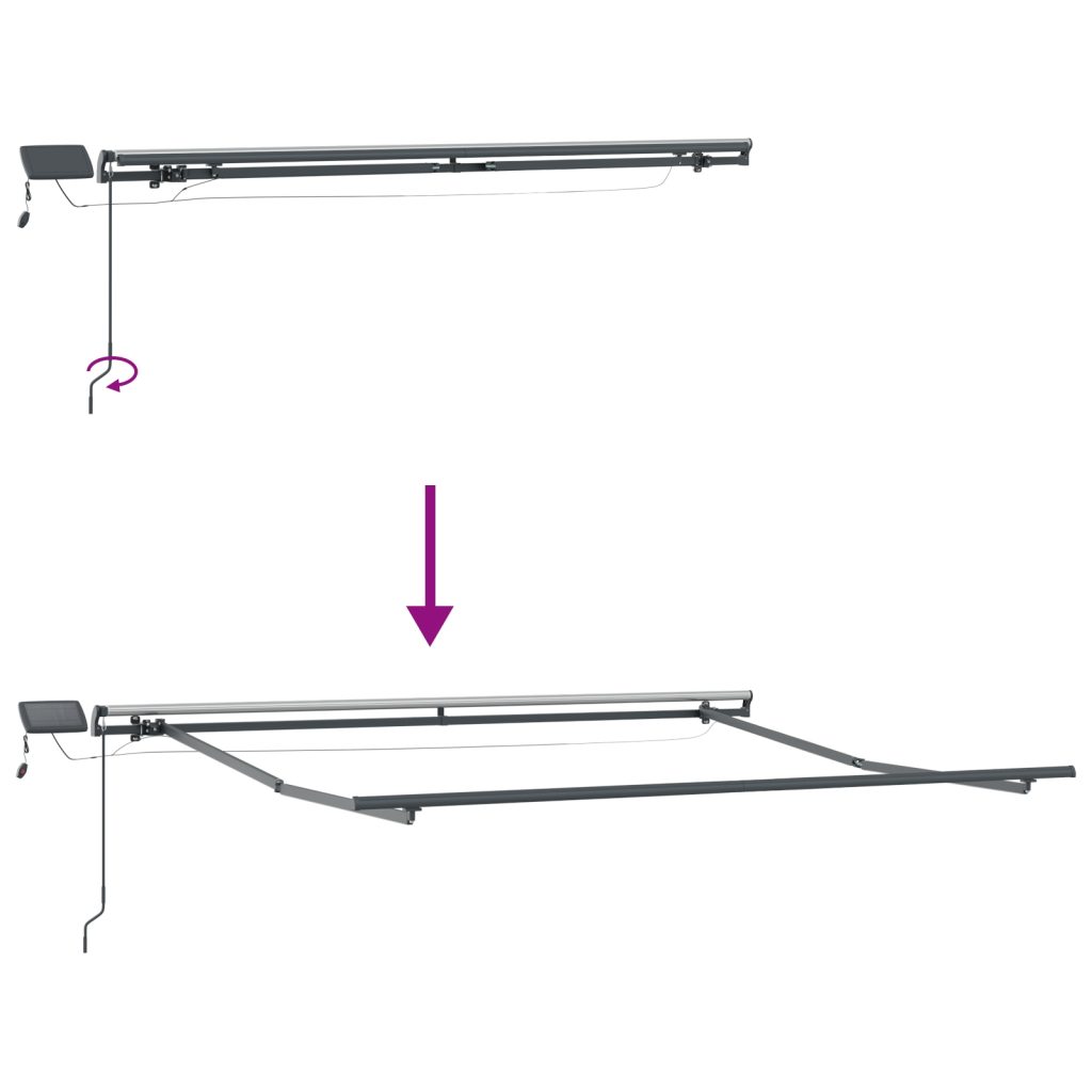 Manuaalinen Sisäänvedettävä Markiisi LED Valkoinen 300x250 cm, Markiisi Varustuskangas 3x2.5 m Runko Valkoinen - Image 10