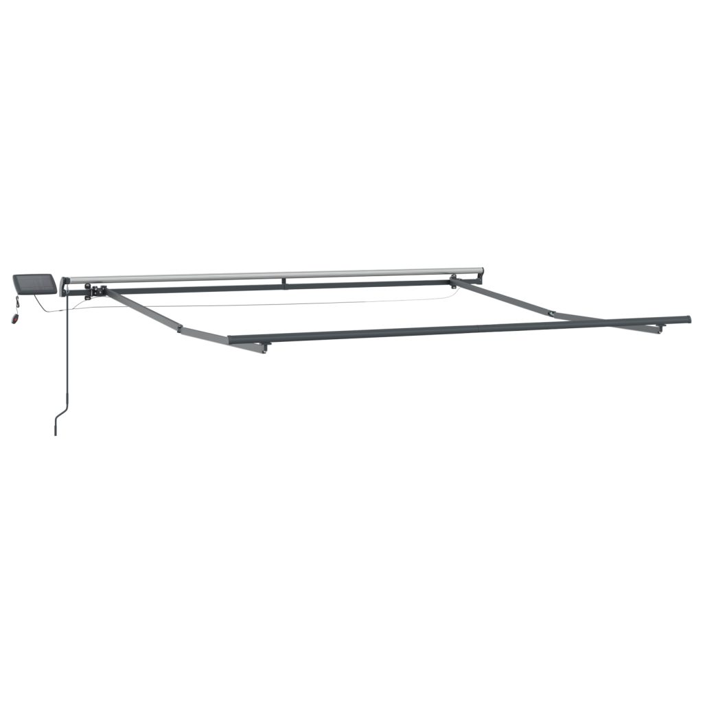 Manuaalinen Sisäänvedettävä Markiisi LED Valkoinen 300x250 cm, Markiisi Varustuskangas 3x2.5 m Runko Valkoinen - Image 3
