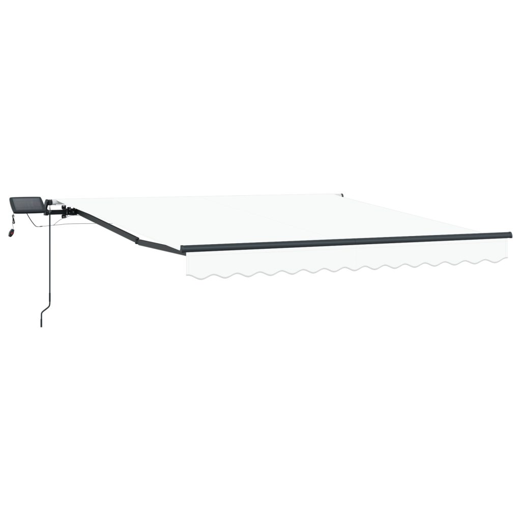 Manuaalinen Sisäänvedettävä Markiisi LED Valkoinen 300x250 cm, Markiisi Varustuskangas 3x2.5 m Runko Valkoinen - Image 4