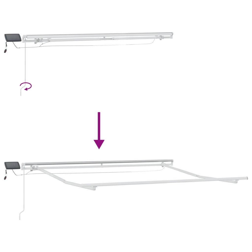 Manuaalinen Vedettävä Markiisi LED-valaistuksella Vaaleanharmaa 300x250 cm, Markiisin Vaihto Kangas 3x2,5 m Vaaleanharmaa - Image 10