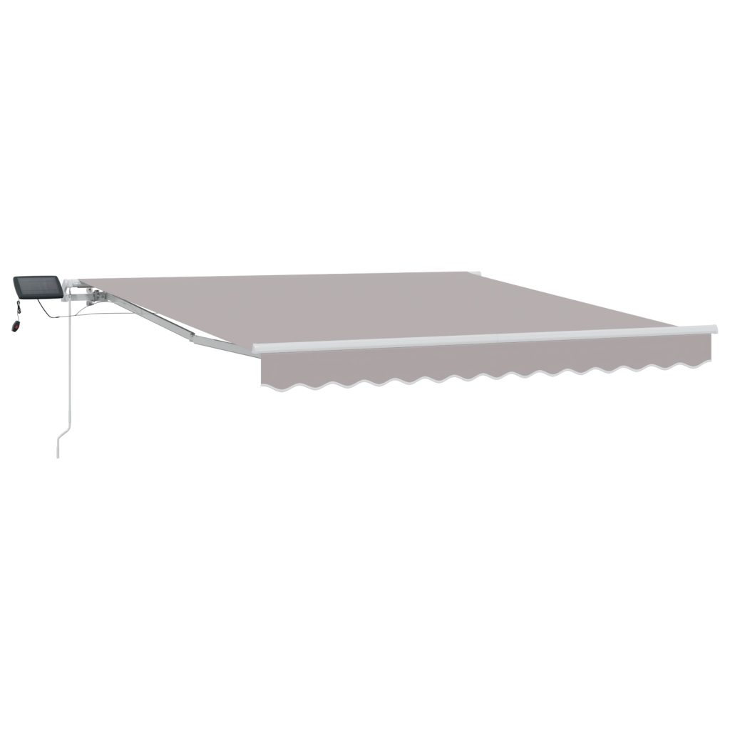 Manuaalinen Vedettävä Markiisi LED-valaistuksella Vaaleanharmaa 300x250 cm, Markiisin Vaihto Kangas 3x2,5 m Vaaleanharmaa - Image 2