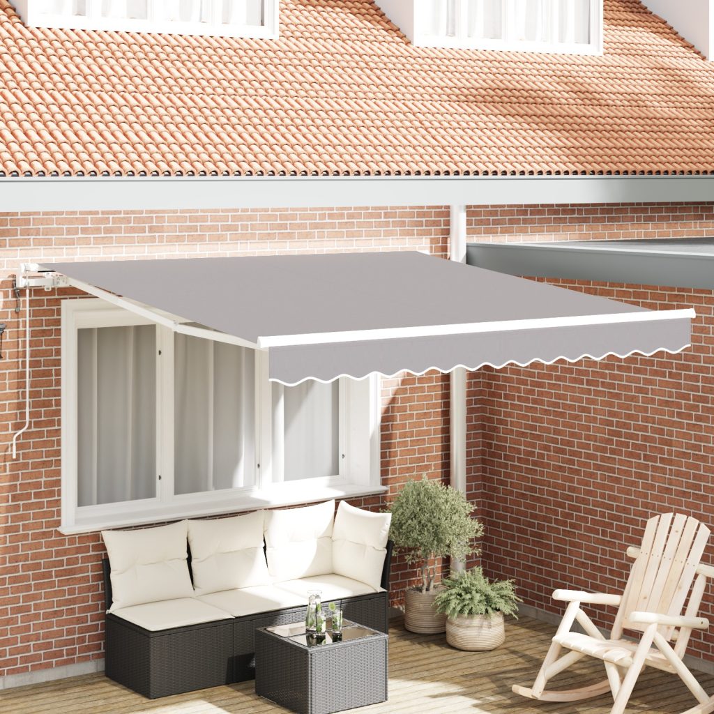 Automatisoitu sisäänvedettävä markiisi Vaaleanharmaa 300x250 cm, Markiisin vaihto kangas 3x2.5 m runkoon Vaaleanharmaa
