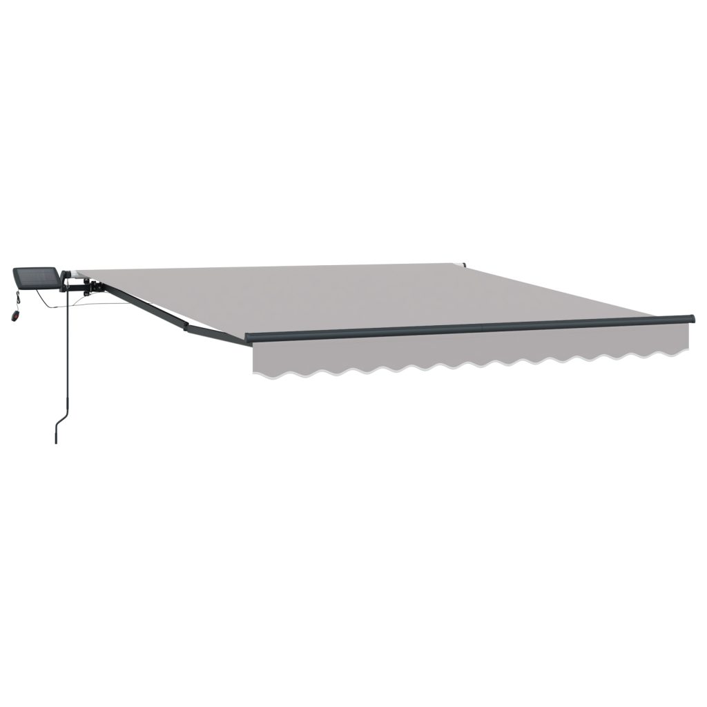 Manuaalinen Sisäänvedettävä Markiisi LED Vaaleanharmaa 300x250 cm, Markiisinkankaan vaihto 3x2,5 m runkoon Vaaleanharmaa - Image 4