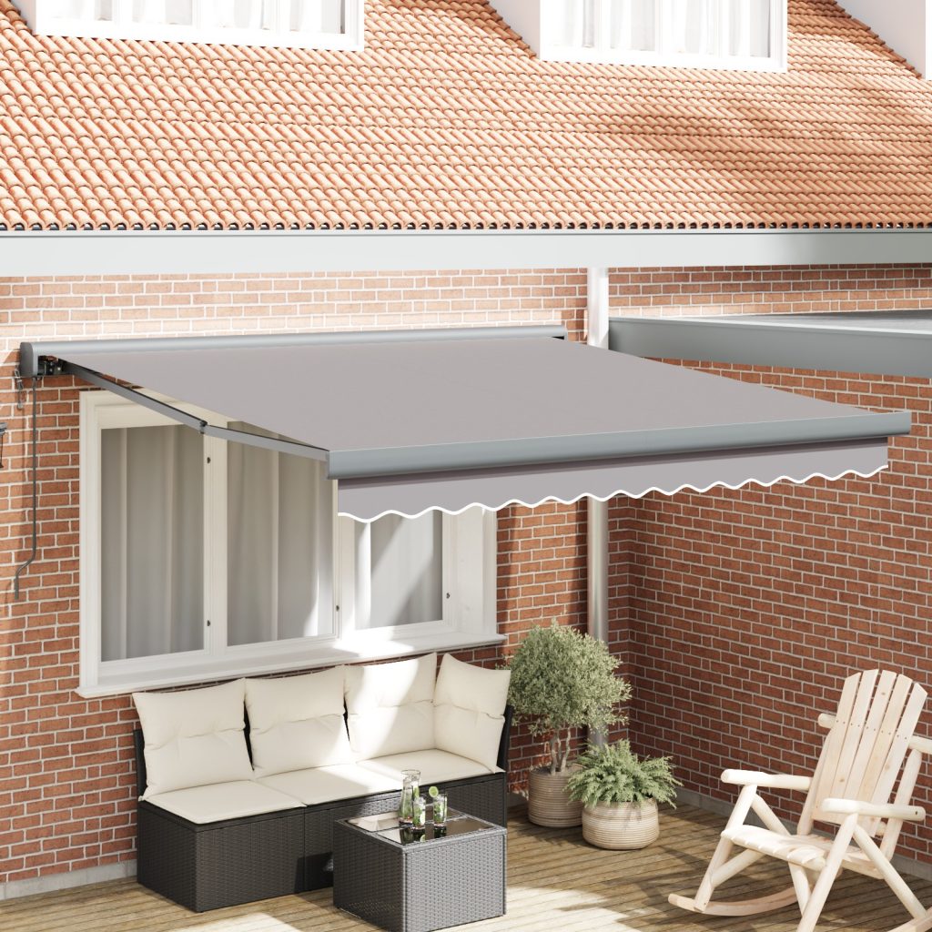 Automaattinen sisäänvedettävä markiisi vaaleanharmaa 300x250 cm, Markiisi vaihtoarkki 3x2,5 m runkoon vaaleanharmaa