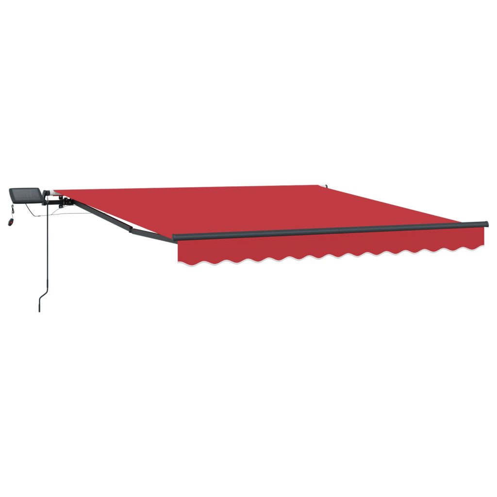 Manuaalinen Sisäänvedettävä markiisi LED-valolla Punainen 300x250 cm, Markiisinkorvausmateriaali 3x2.5 m Runko Punainen - Image 4