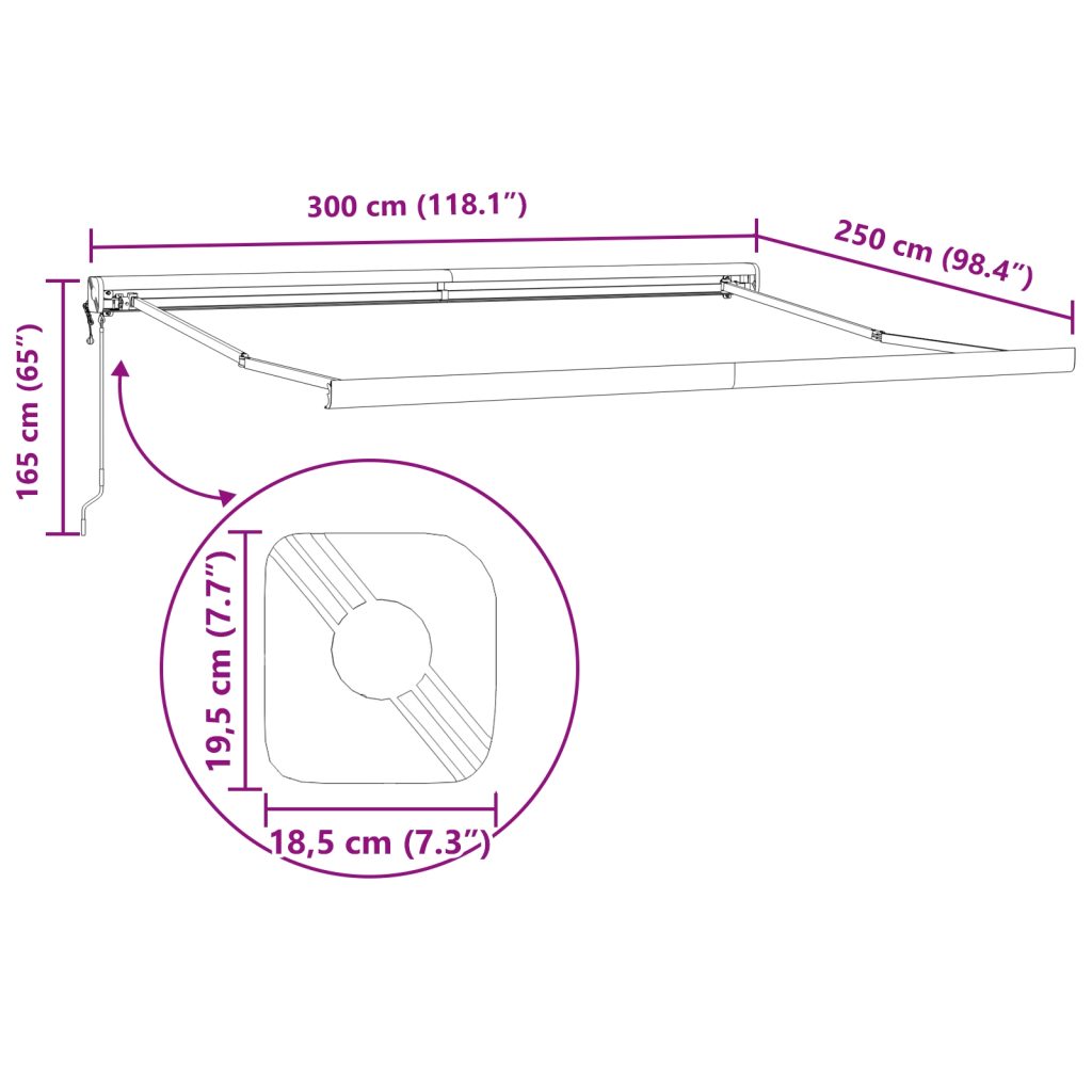 Automaattinen Sisäänvedettävä Markiis Punainen 300x250 cm, Markiis Vaihtokangas 3x2,5 m Runko Punainen - Image 12