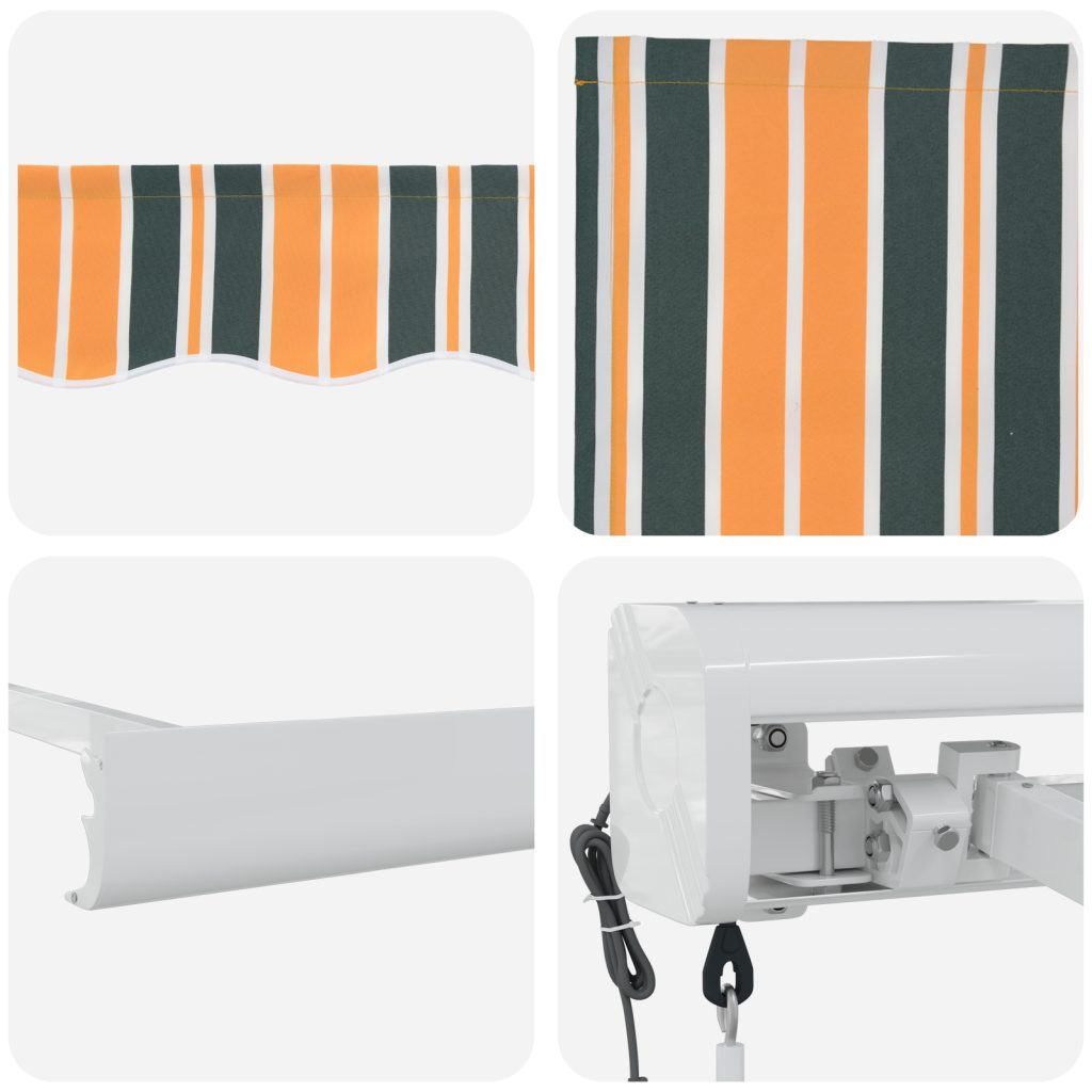 Automaattinen sisäänvedettävä markiisi Vihreä ja Keltainen 300x250 cm, Markiisivaihto-kangas 3x2,5 m rungolle Vihreä ja Keltainen - Image 8