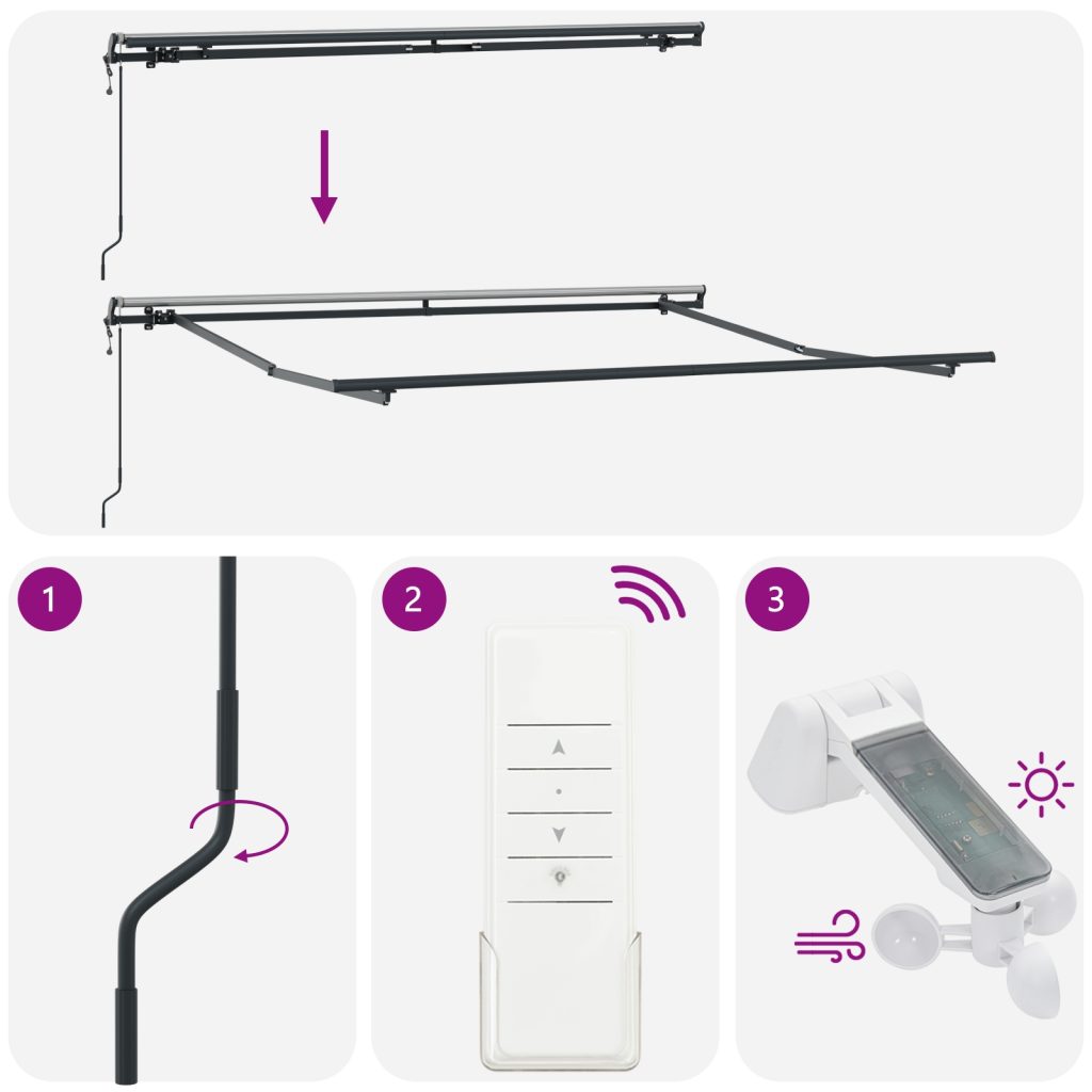 Automatisoitu sisäänvedettävä markiisi oranssina ja ruskeana 350x250 cm - Image 9