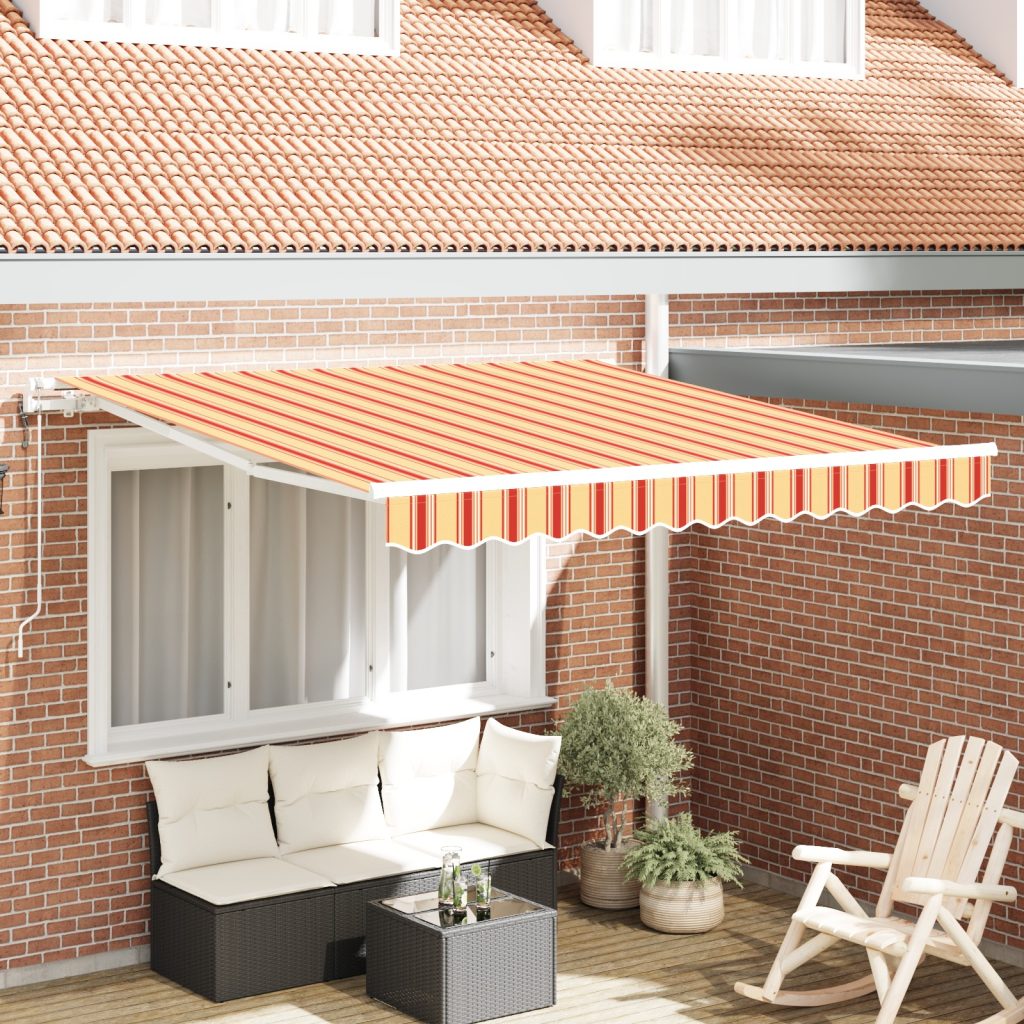 Automaattinen Sisäänvedettävä Markiis Keltaisena ja Oranssina 350x250 cm