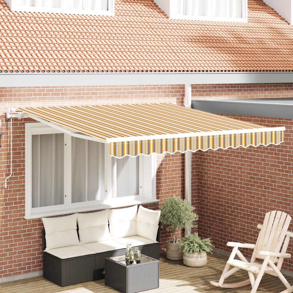 Automaattinen sisäänvedettävä markiisi raidallinen 350x250 cm