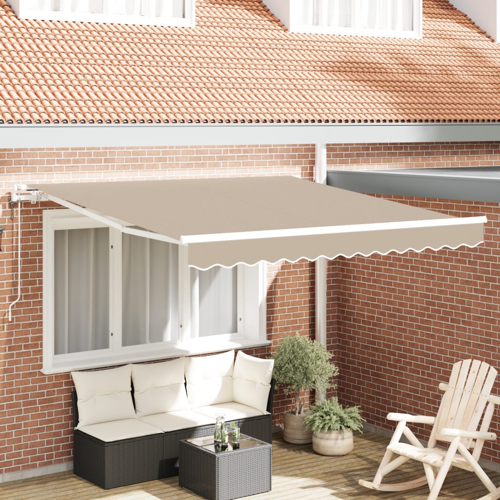 Automattinen sisäänvedettävä markiisi Beige 350x250 cm, Markiisinkankaan vaihto 3.5x2.5 m runkoon Beige