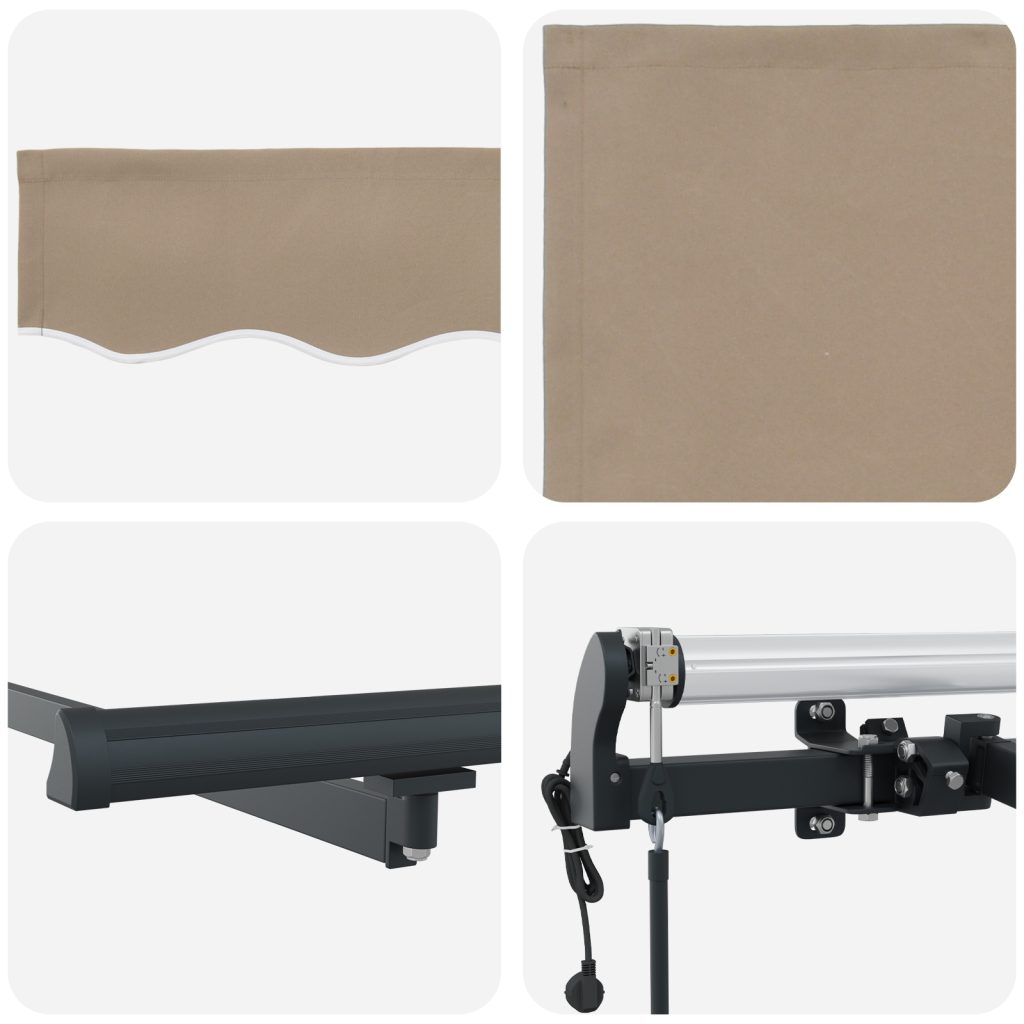 Automaattinen sisäänvedettävä markiisi Beige 350x250 cm, Markiisin vaihto kangas 3.5x2.5 m runkoon Beige - Image 8