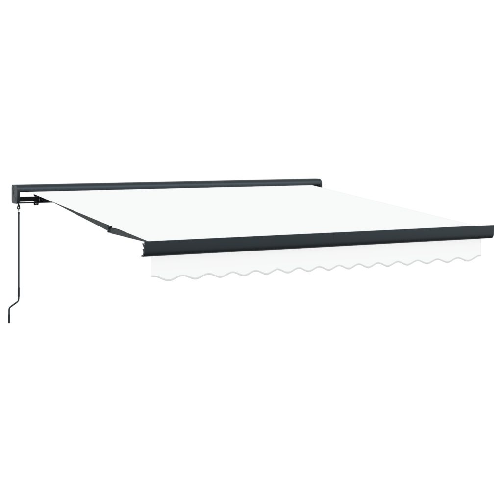 Manuaalinen Sisäänvedettävä Markiisi Valkoinen 350x250 cm, Markiisi Korvaava Kangas 3,5x2,5 m Runko Valkoinen - Image 2